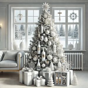 Árbol de Navidad con ornamentación de accesorios vino
