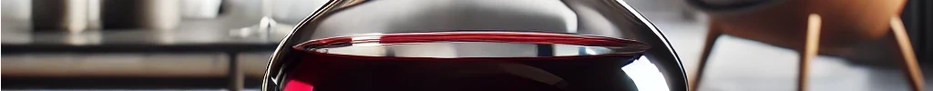 Banner decantador vino tinto en mesa salón elegante