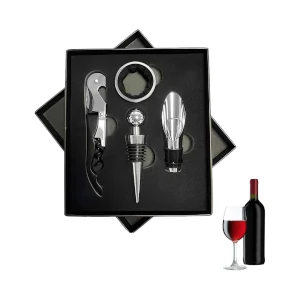 Set de vino elegante con caja 4 elementos.